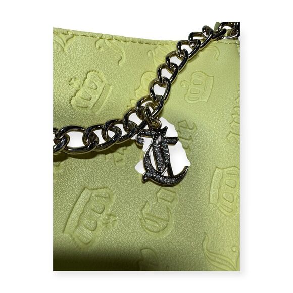 Juicy‎ Couture Yellow Textured Purse w/ Charms Retro Y2K Shoulder Bag - Picture 6 of 12
